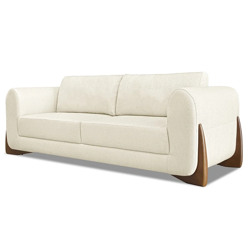 Sofá 2 Lugares Base de Madeira 180cm Izzy S06 Linho Natural - Mpozenato