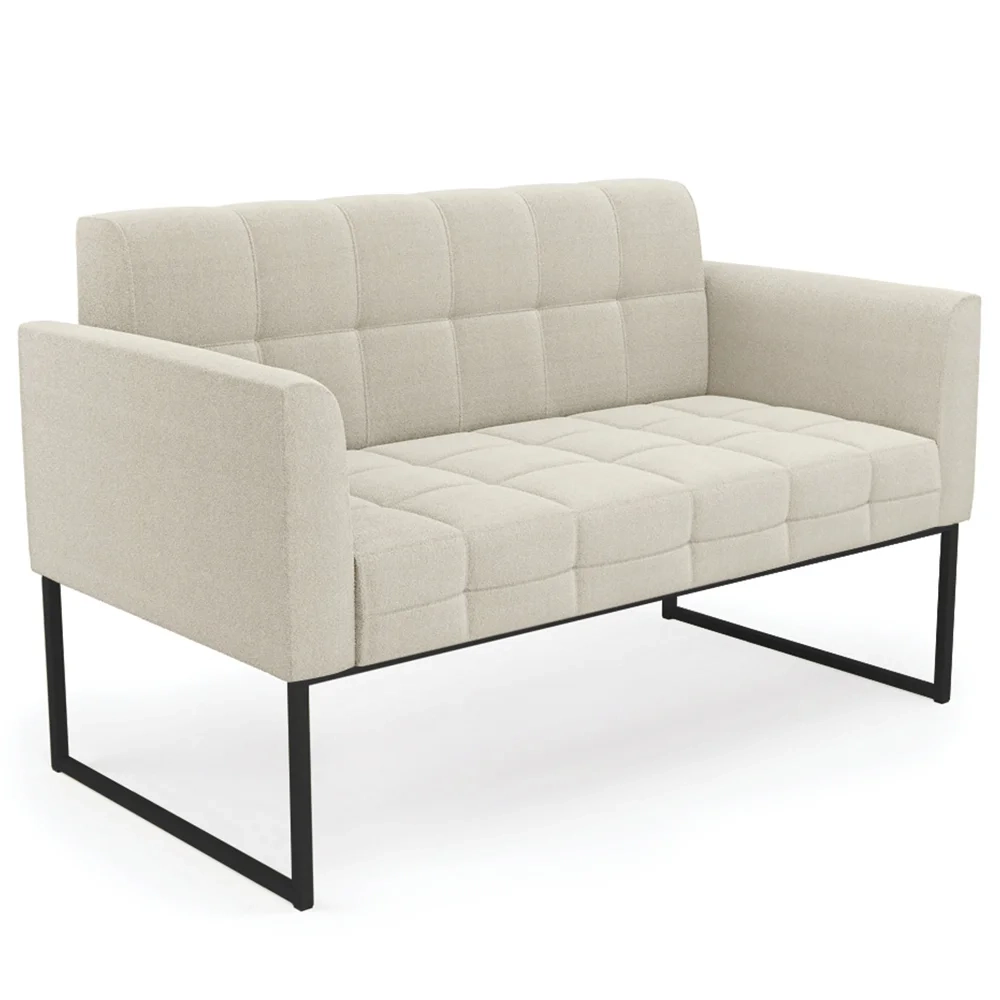 Sofá Namoradeira Base Industrial Preto Ana Boucle Bege - Ibiza