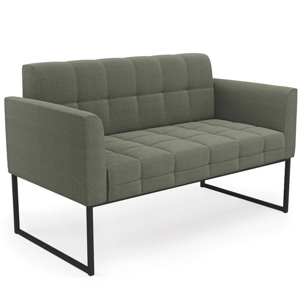 Sofá Namoradeira Base Industrial Preto Ana Boucle Menta - Ibiza