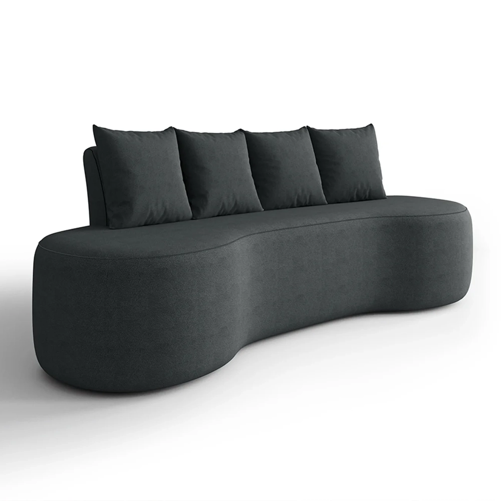 Sofá 3 Lugares 210cm Orgânico Viana B10 Bouclê Grafite - Mpozenato