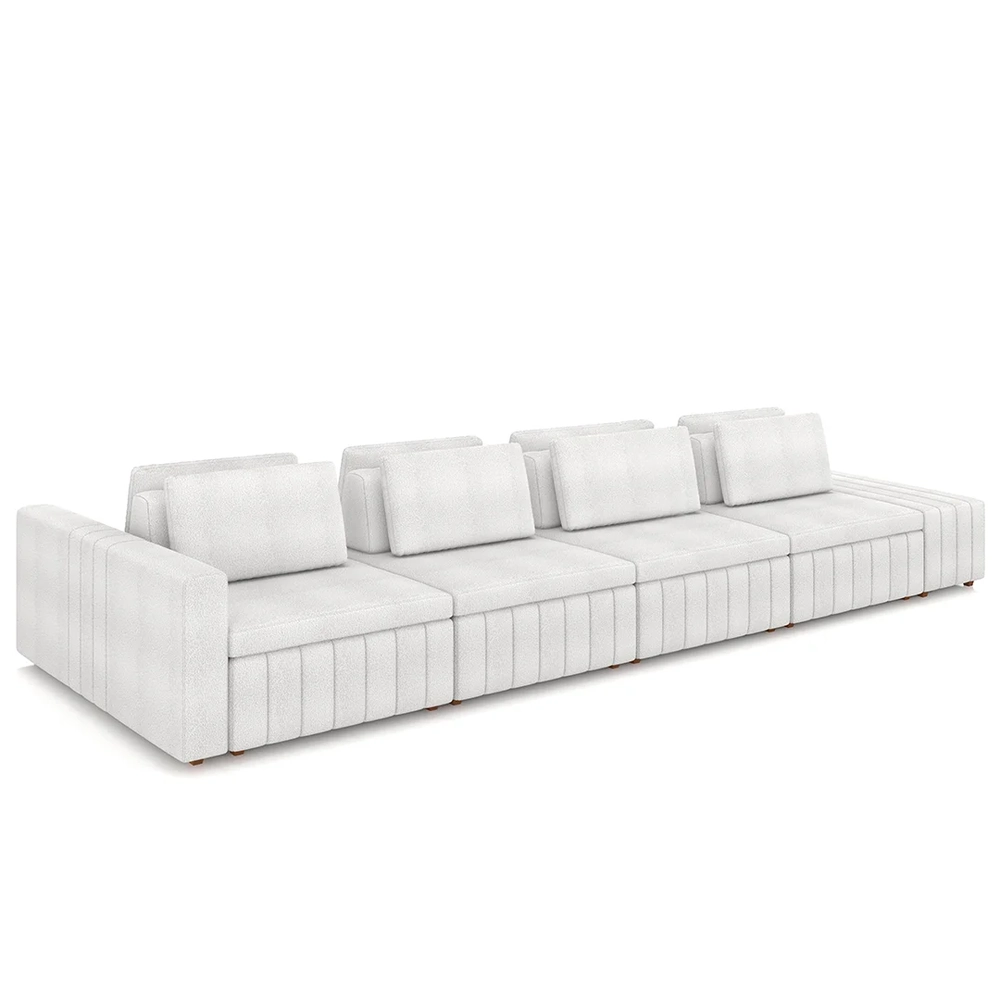Sofá Ilha e Puff Sala Living 465cm Siesta Z32 Boucle Branco - Mpozenato