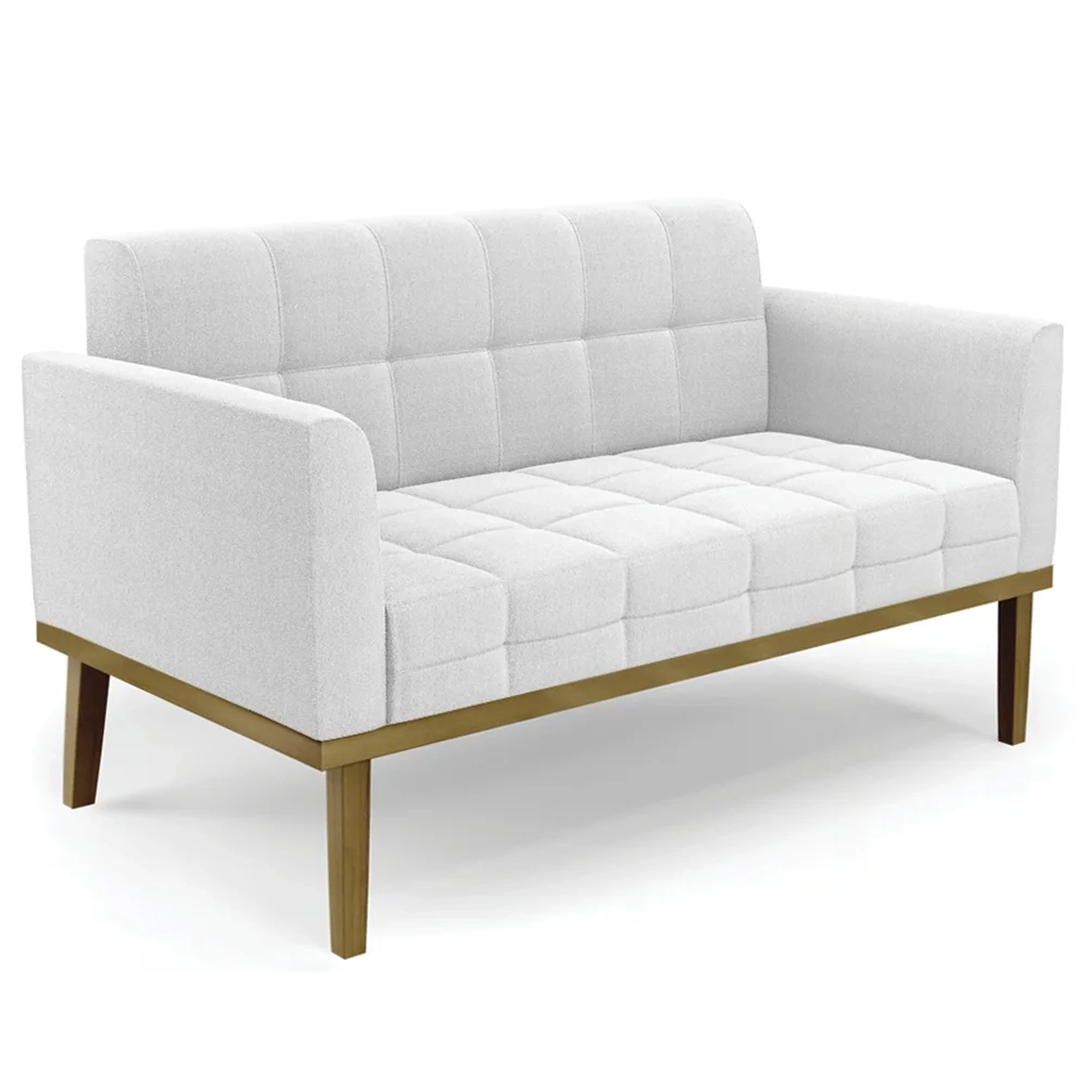 Sofá Namoradeira Base Madeira Castanho Ana Boucle Off - Ibiza