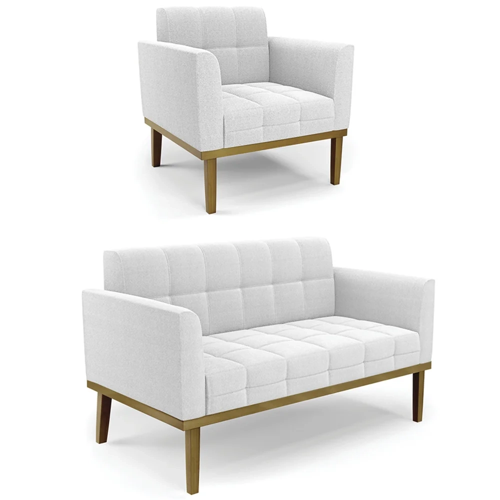 Namoradeira e Poltrona Base Madeira Castanho Ana Boucle Off - Ibiza