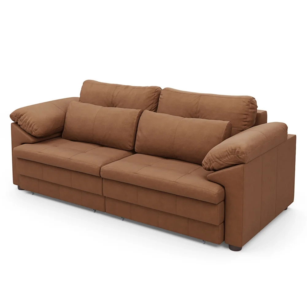 Sofá Retrátil 2 Lugares Para Sala 175cm Dijon Couro Mel S07 - Mpozenato