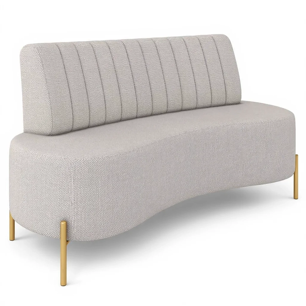 Sofá 2 Lugares 135cm Pés Aço Dourado Tamar Linho Areia Z08  - Mpozenato