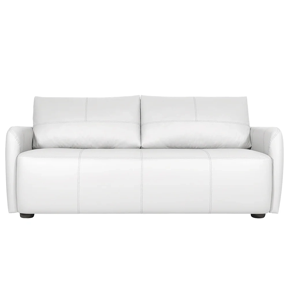Sofá Living 3 Lugares Sala de Estar 220cm Virtus L07 Couro Branco - Mpozenato