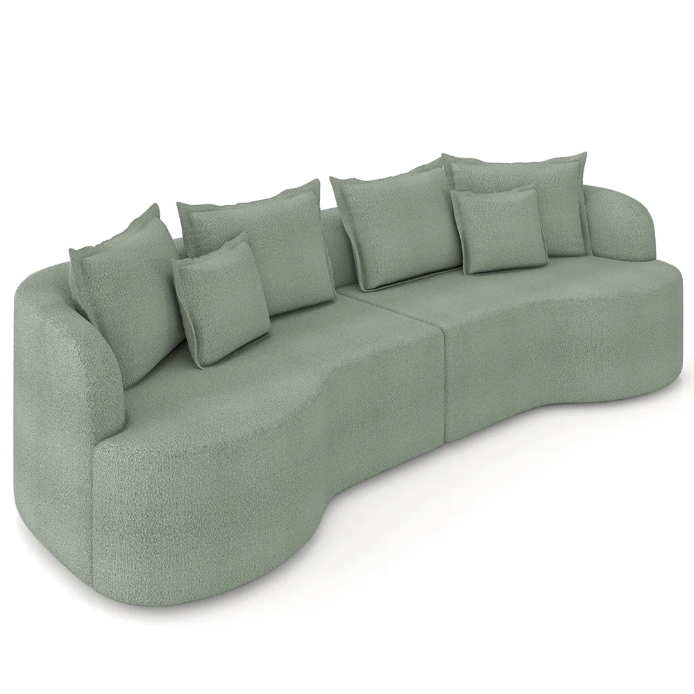 Sofá 3 Lugares 210cm Orgânico Quito Z08 Boucle Verde - Mpozenato