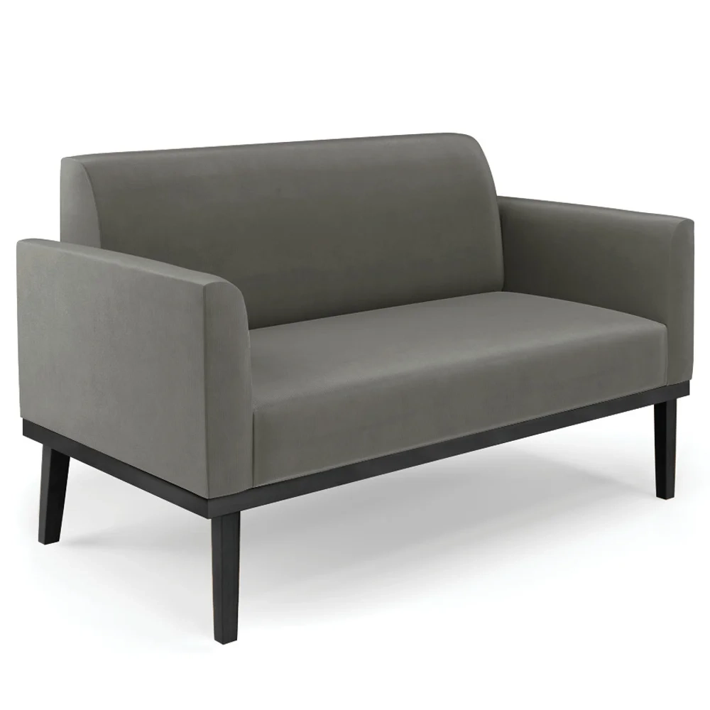 Sofá Namoradeira Base Madeira Preto Maressa Suede Grafite - Ibiza