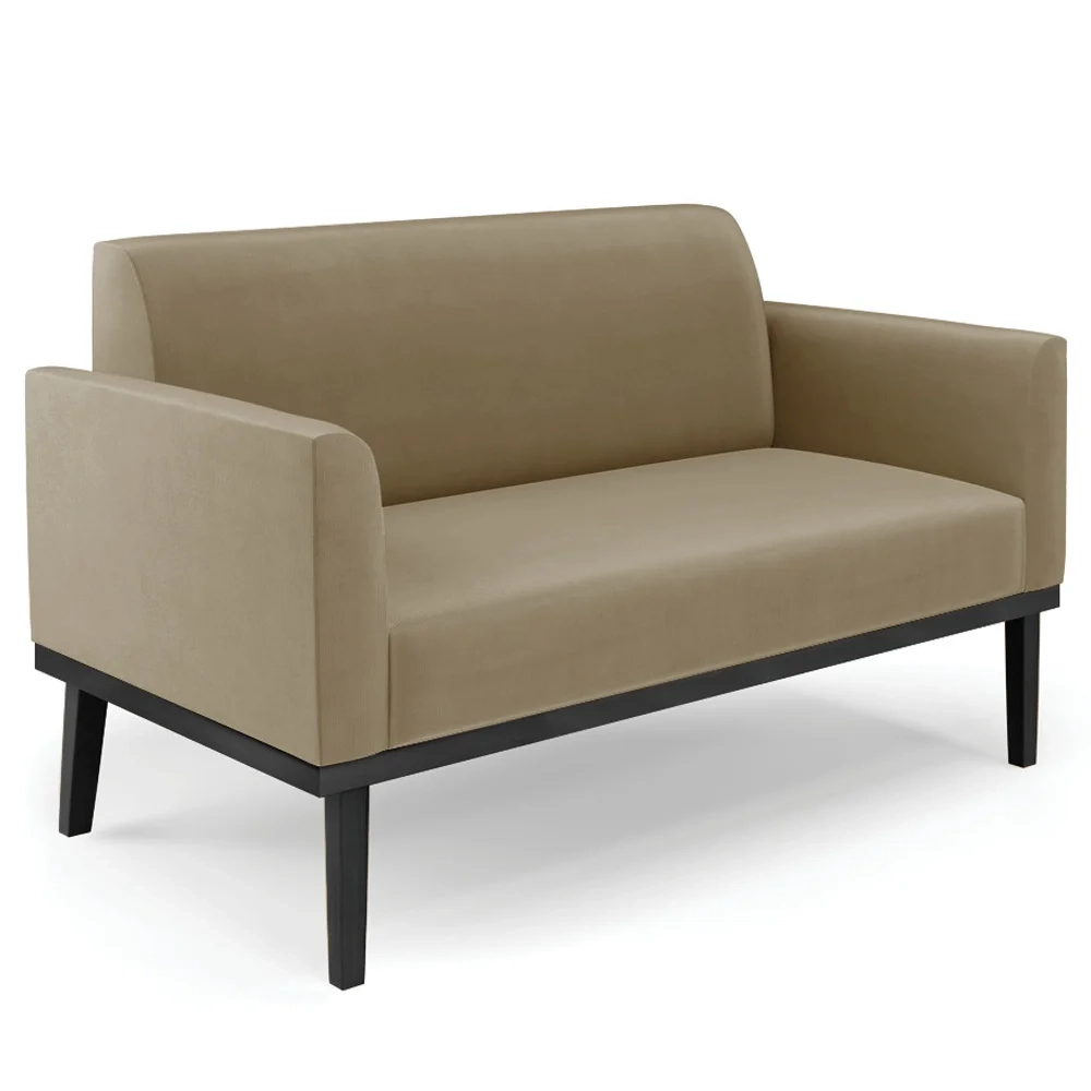 Sofá Namoradeira Base Madeira Preto Maressa Suede Marrom RT - Ibiza