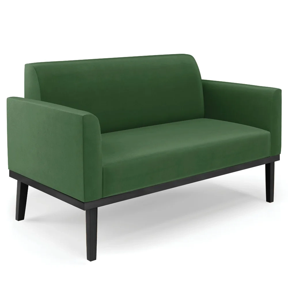 Sofá Namoradeira Base Madeira Preto Maressa Suede Verde - Ibiza