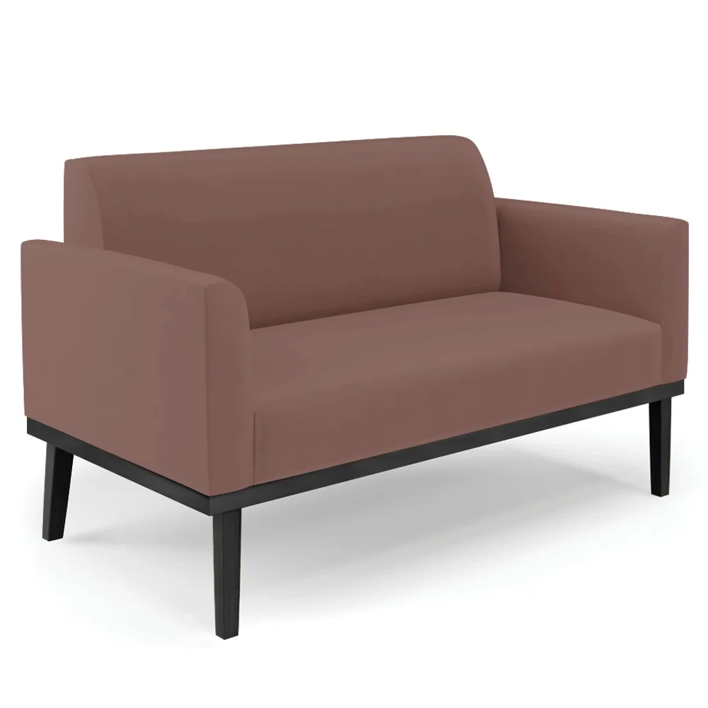 Sofá Namoradeira Base Madeira Preto Maressa Veludo Rose - Ibiza