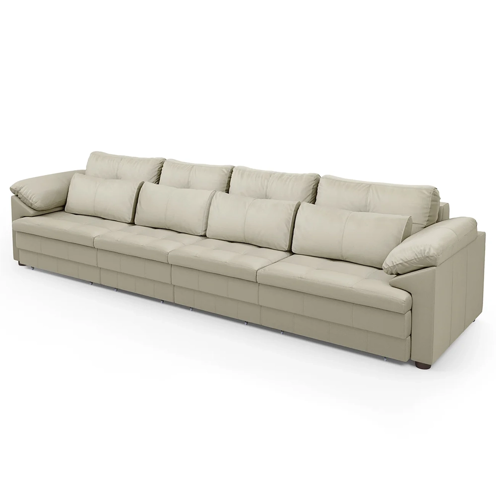 Sofá Retrátil 5 Lugares Para Sala 414cm Dijon Couro Creme S07 - Mpozenato
