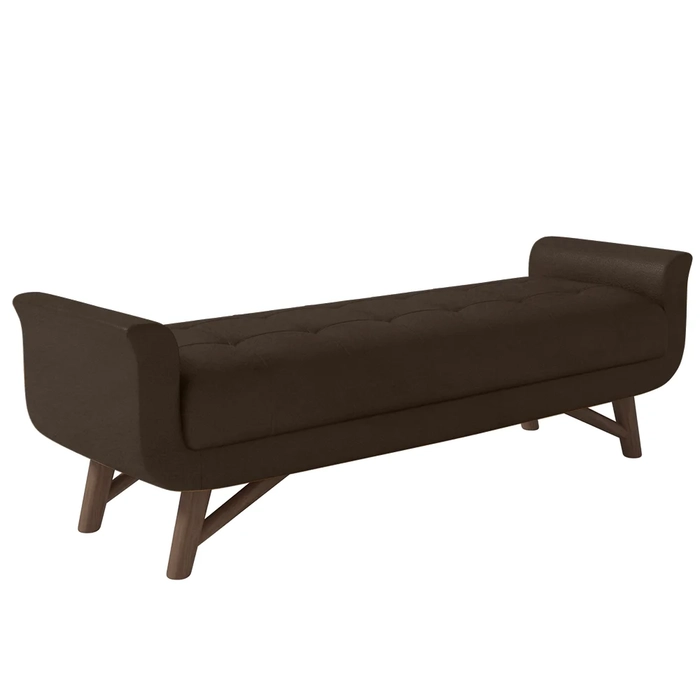 Puff Recamier Calçadeira 195cm Base Madeira Neville Z37 Sintético Marrom - Mpozenato