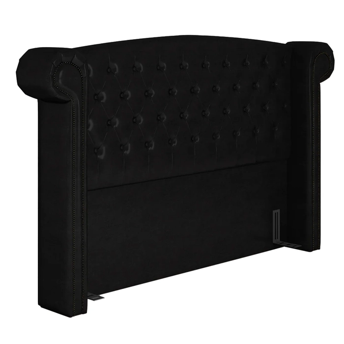 Cabeceira Cama Box King 195cm Provença Z37 Sintético Preto - Mpozenato