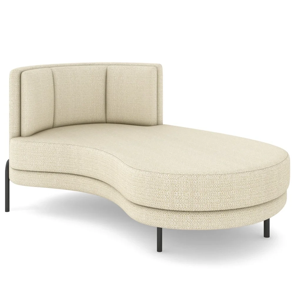 Chaise Longue Divã 164cm Braço Esquerdo Logus D06 Linho Creme - Mpozenato