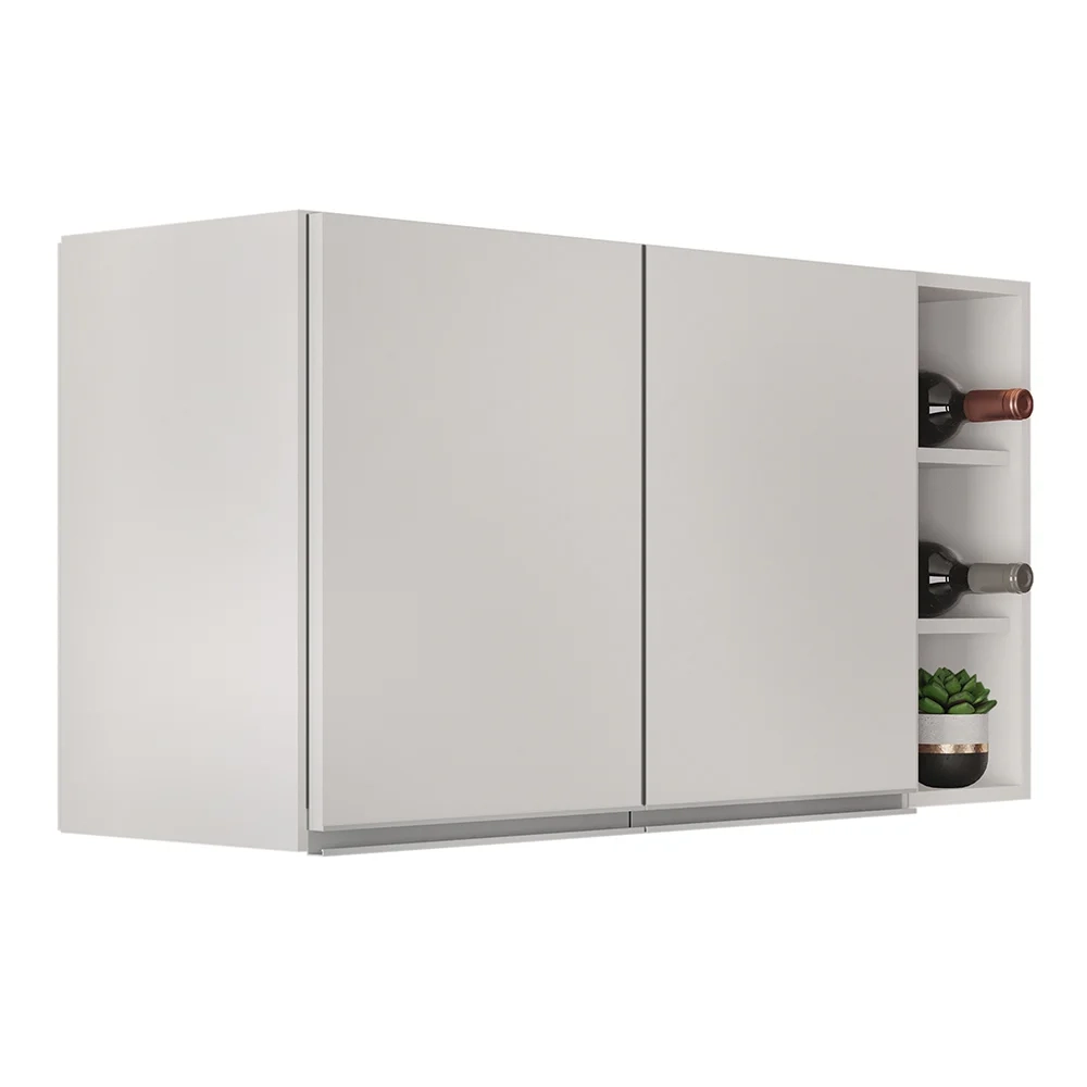 Armário de Cozinha Aéreo Califórnia 100cm e Nicho Garrafeiro Branco - Lumil