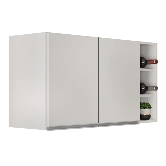 Armário de Cozinha Aéreo Califórnia 100cm e Nicho Garrafeiro Branco - Lumil