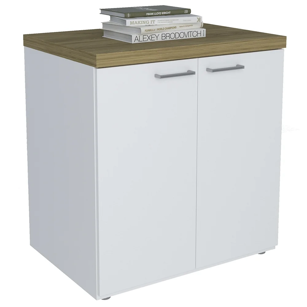 Balcão para Escritório 70cm 2 Portas Tok A06 Olmo/Branco - Mpozenato