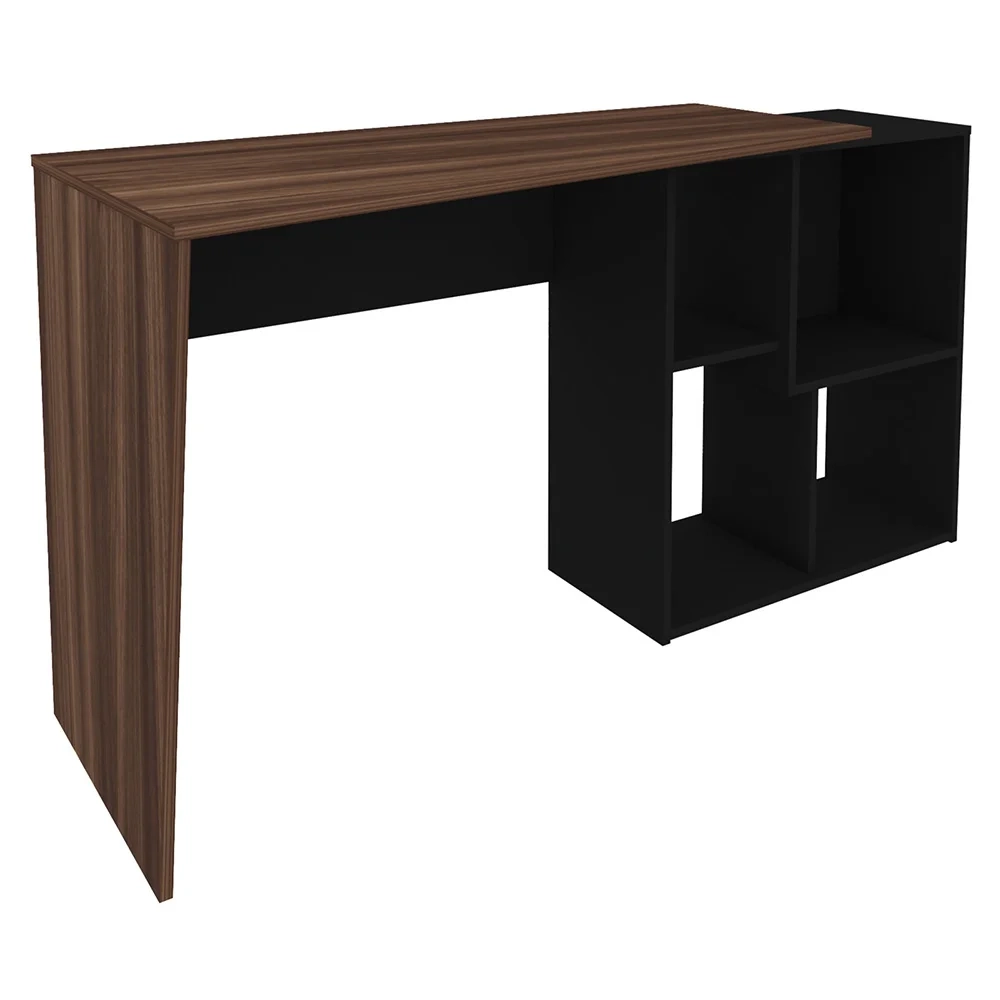 Mesa Escrivaninha 2 em 1 com Nichos Arbo A06 Ipê/Preto - Mpozenato