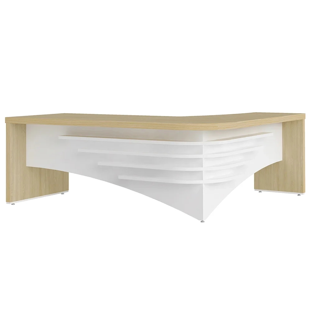 Mesa Diretor em L Lado Direito 200x180cm Corp A06 Carvalho/Branco - Mpozenato