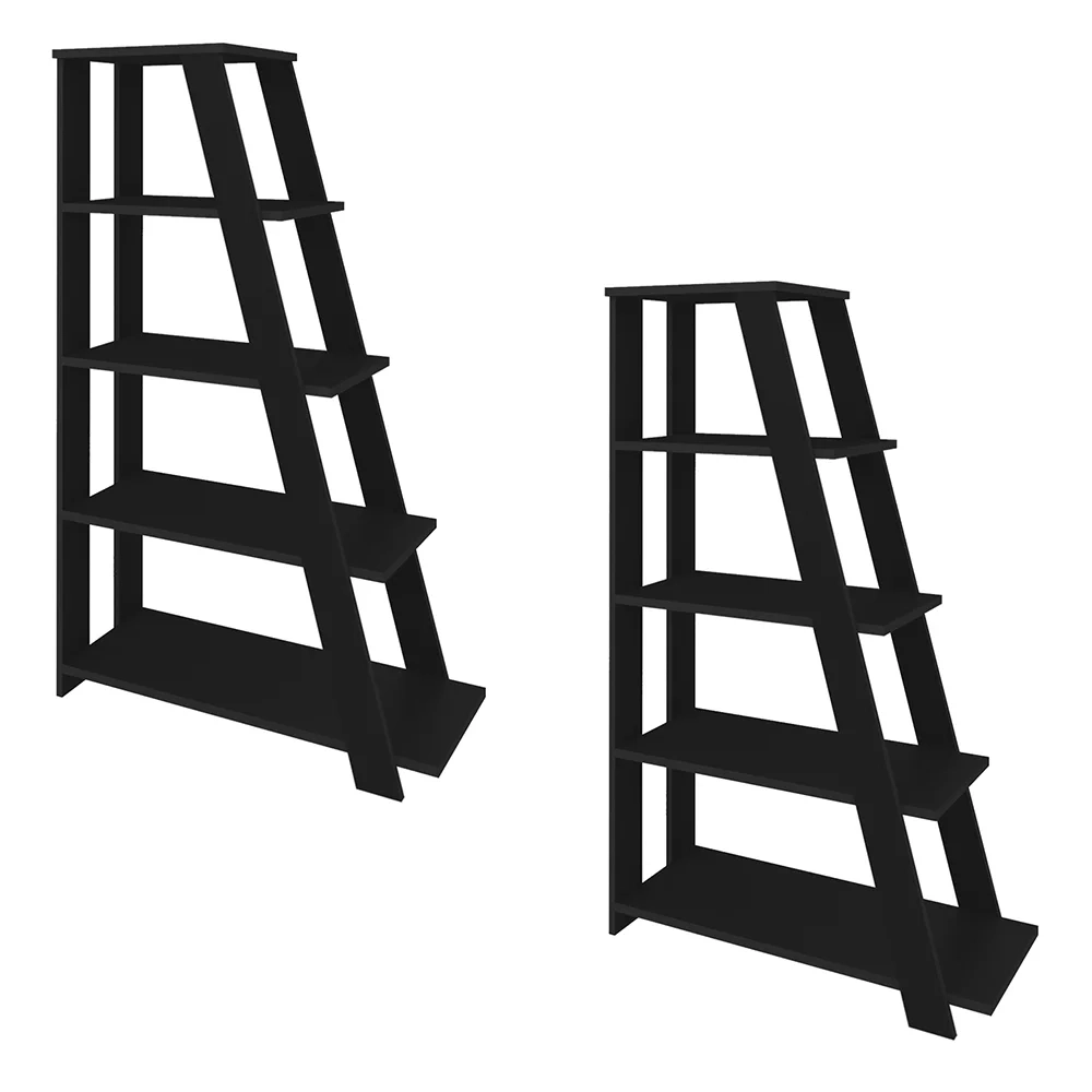 Kit 2 Estante Multiuso Decorativa 5 Prateleiras Stela A06 Preto - Mpozenato 