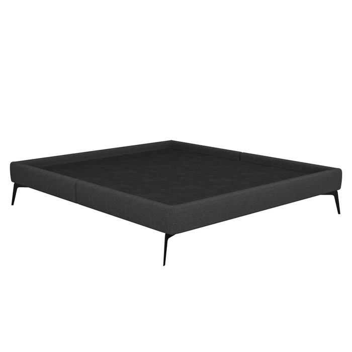 Cama Casal 145cm Pés Metálicos Elisa S05 Linho Preto - Mpozenato