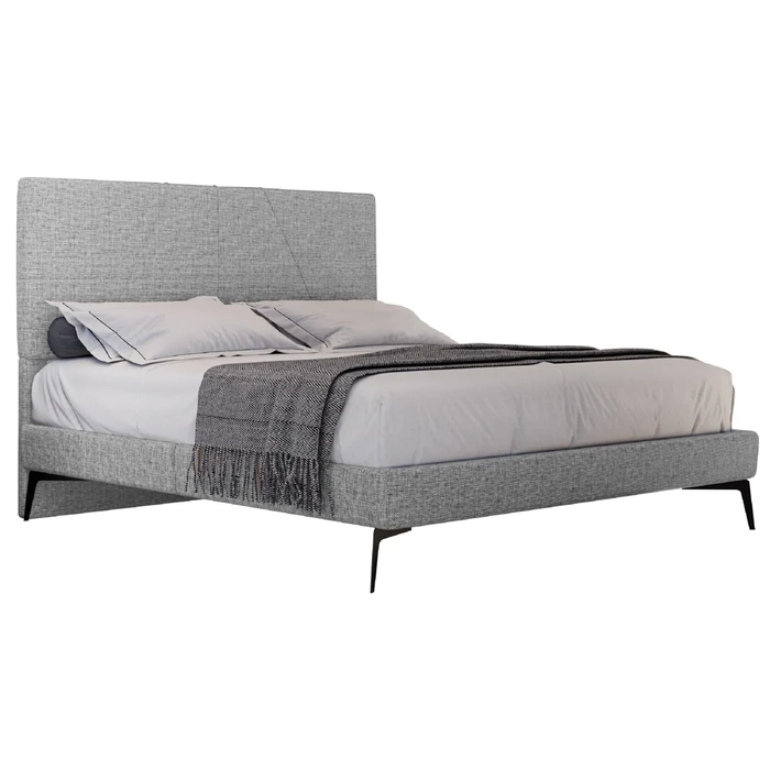 Cama Casal com Cabeceira 145cm Pés Metálicos Elisa S05 Linho Cinza - Mpozenato