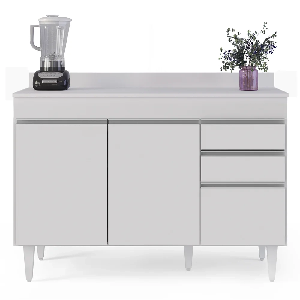 Armário de Cozinha Modulado de Canto 6 Peças CP29 Balcão com Tampo Branco - Lumil