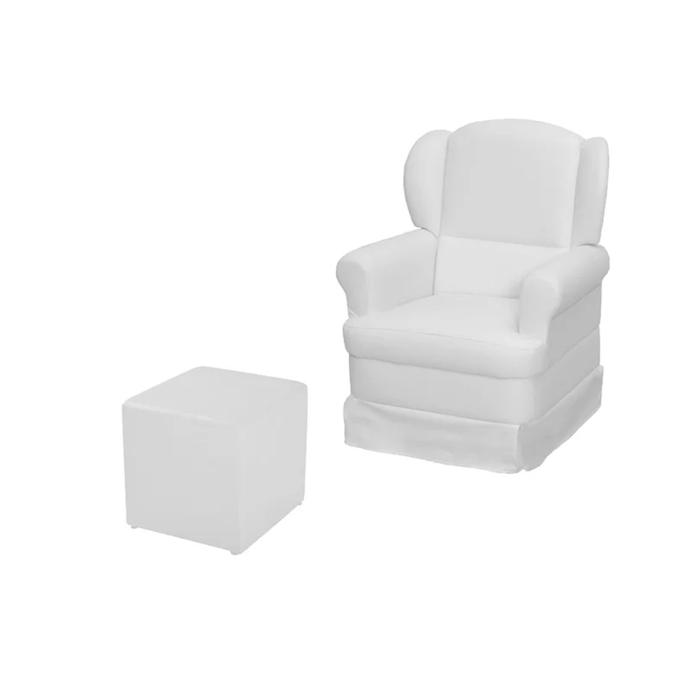 Poltrona de Amamentação Balanço e Puff Sabrina Sintético Branco - Phoenix Baby