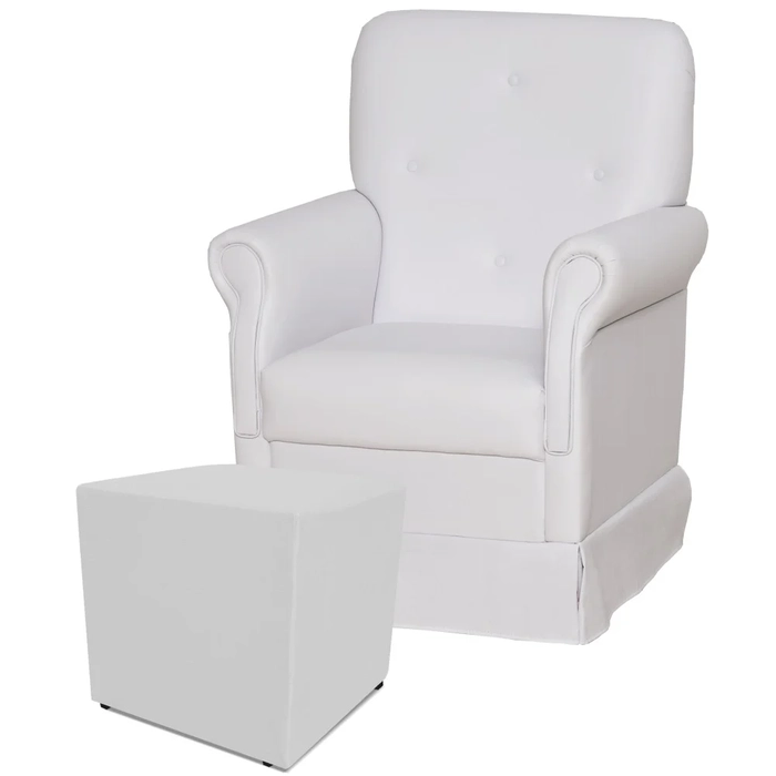 Poltrona de Amamentação Balanço e Puff Suzí Sintético Branco - Phoenix Baby