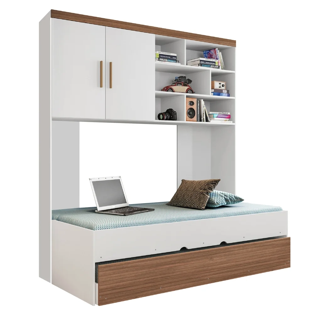 Quarto Infantil Modulado 2 Portas Com Bicama Chiara Carvalho/Branco - Phoenix