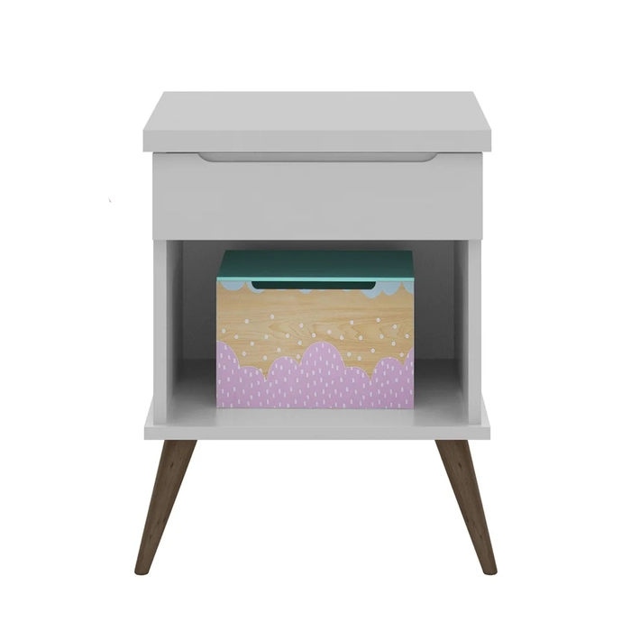 Mesa de Cabeceira Infantil com 1 Gaveta Melinda Cinza - Phoenix