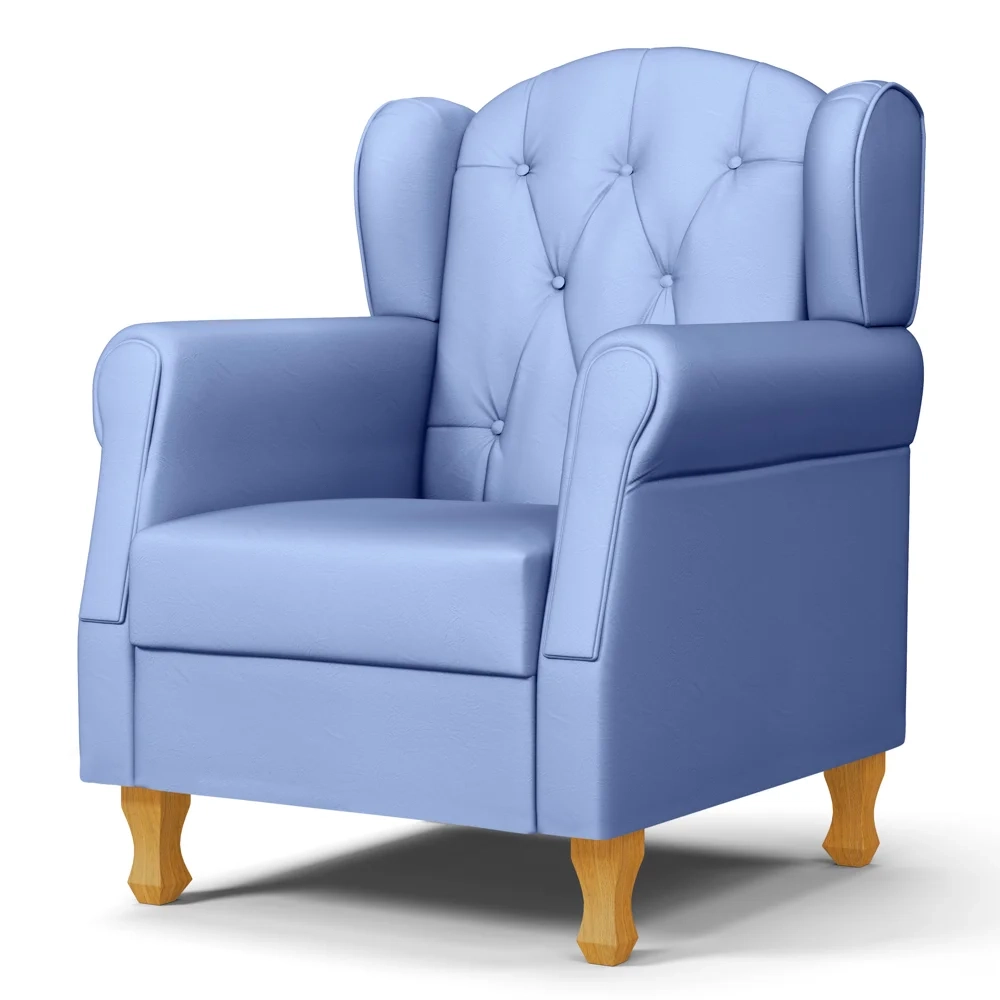 Poltrona de Amamentação com Pés de Madeira Letícia Sintético Azul - Phoenix