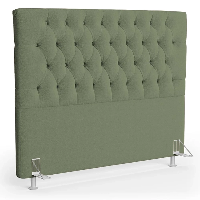 Cabeceira Casal Cama Box 140cm Cristal C16 Boucle Verde Oliva - Mpozenato
