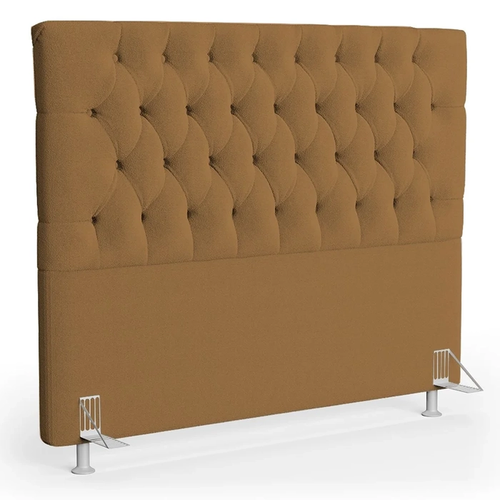 Cabeceira Casal Queen Cama Box 160cm Cristal C16 Boucle Mostarda - Mpozenato