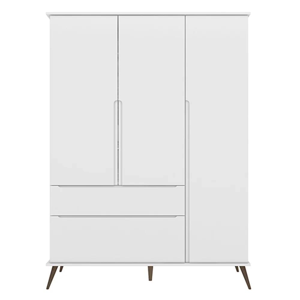 Guarda Roupa Infantil 100% MDF 3 Portas Pés Retrô Melinda Branco - Phoenix