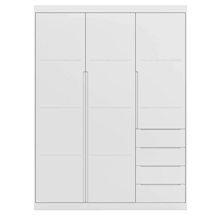 Guarda Roupa Infantil 3 Portas 4 Gavetas Pérola Branco - Phoenix