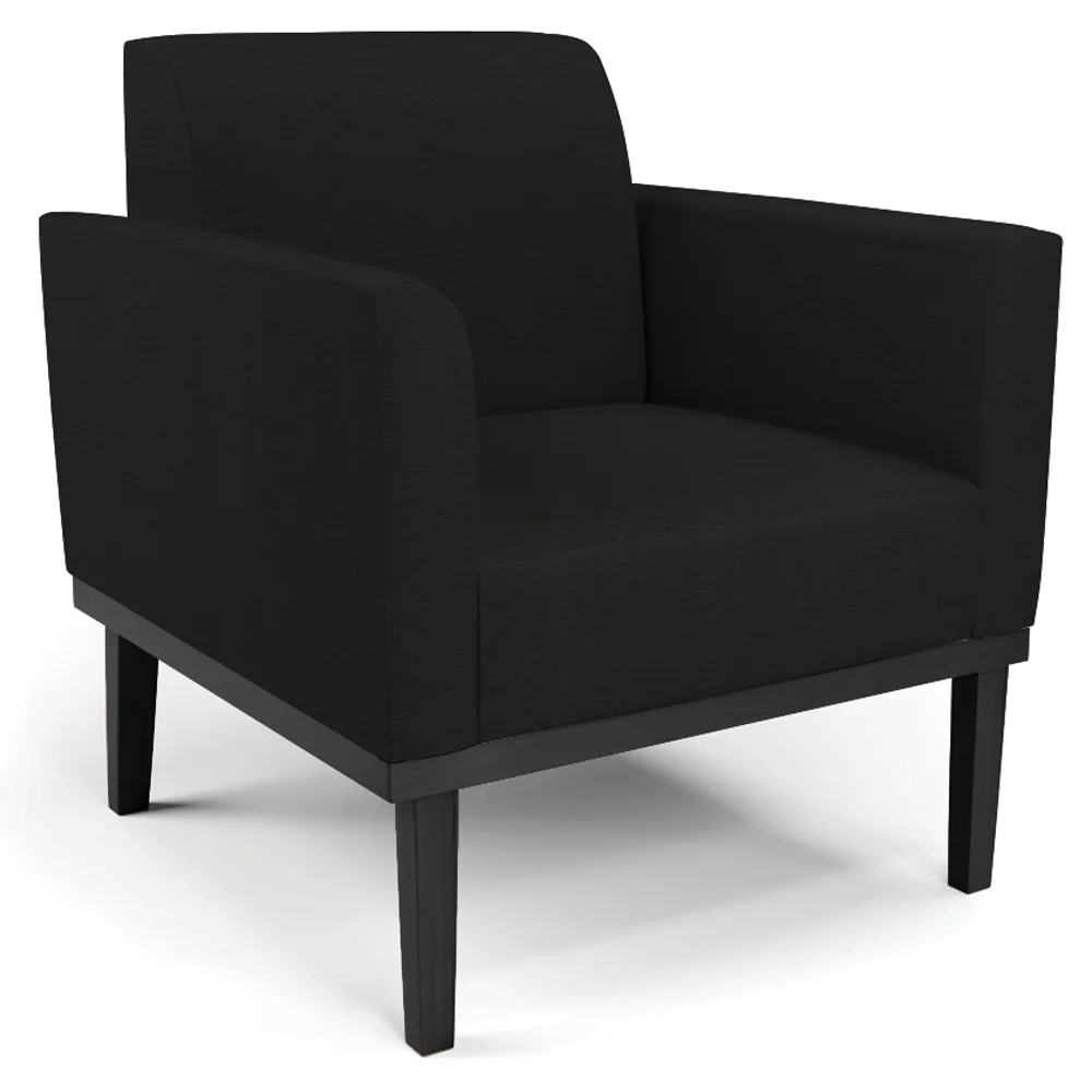 Poltrona Decorativa Base Madeira Preto Maressa Linho Preto - Ibiza