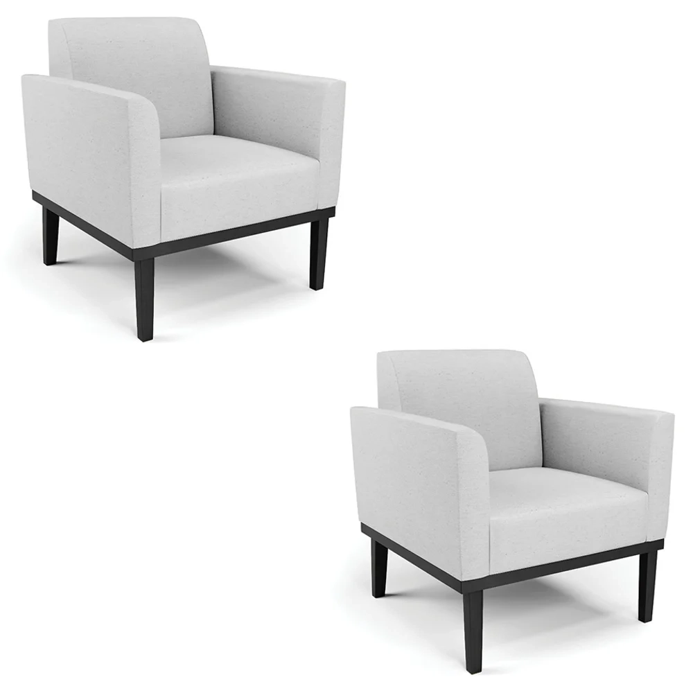 Poltrona Base Madeira Preto Kit 2 Maressa Linho Cinza - Ibiza