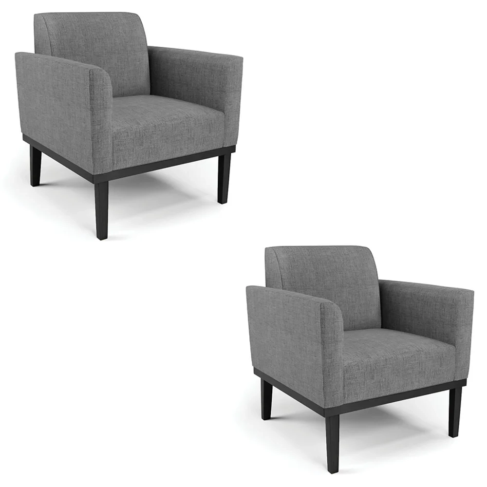 Poltrona Base Madeira Preto Kit 2 Maressa Linho Grafite - Ibiza