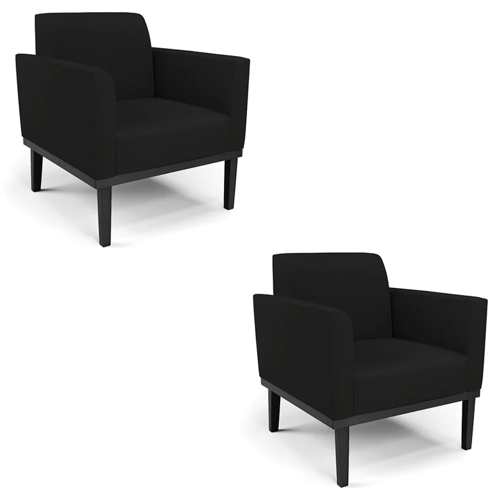 Poltrona Base Madeira Preto Kit 2 Maressa Linho Preto - Ibiza