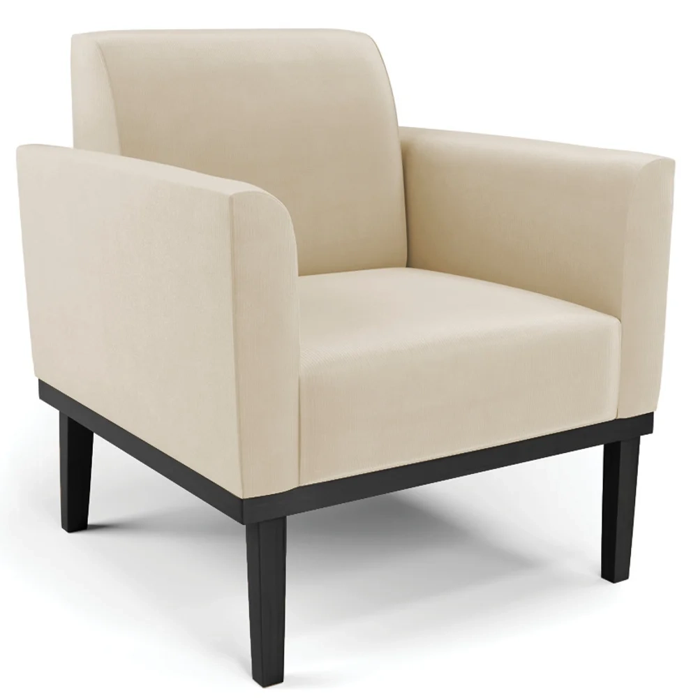 Poltrona Decorativa Base Madeira Preto Maressa Suede Bege - Ibiza