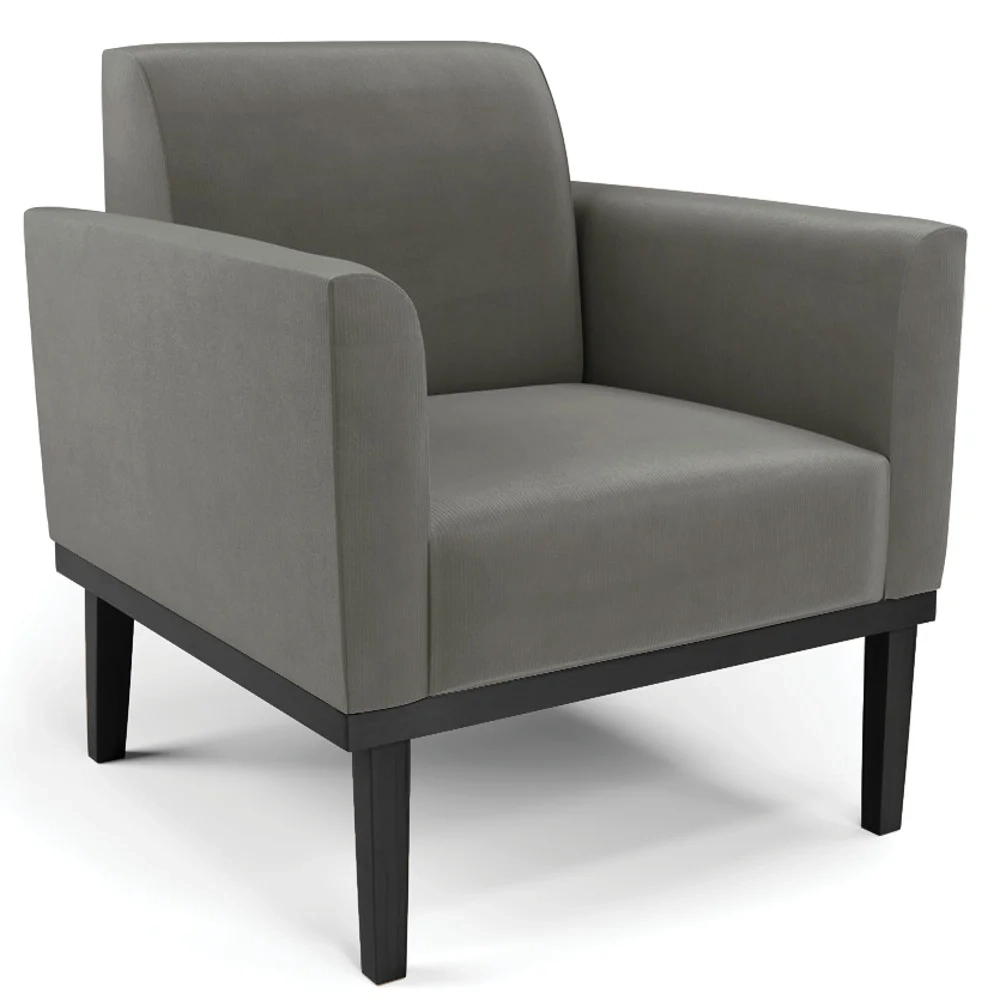 Poltrona Decorativa Base Madeira Preto Maressa Suede Grafite - Ibiza