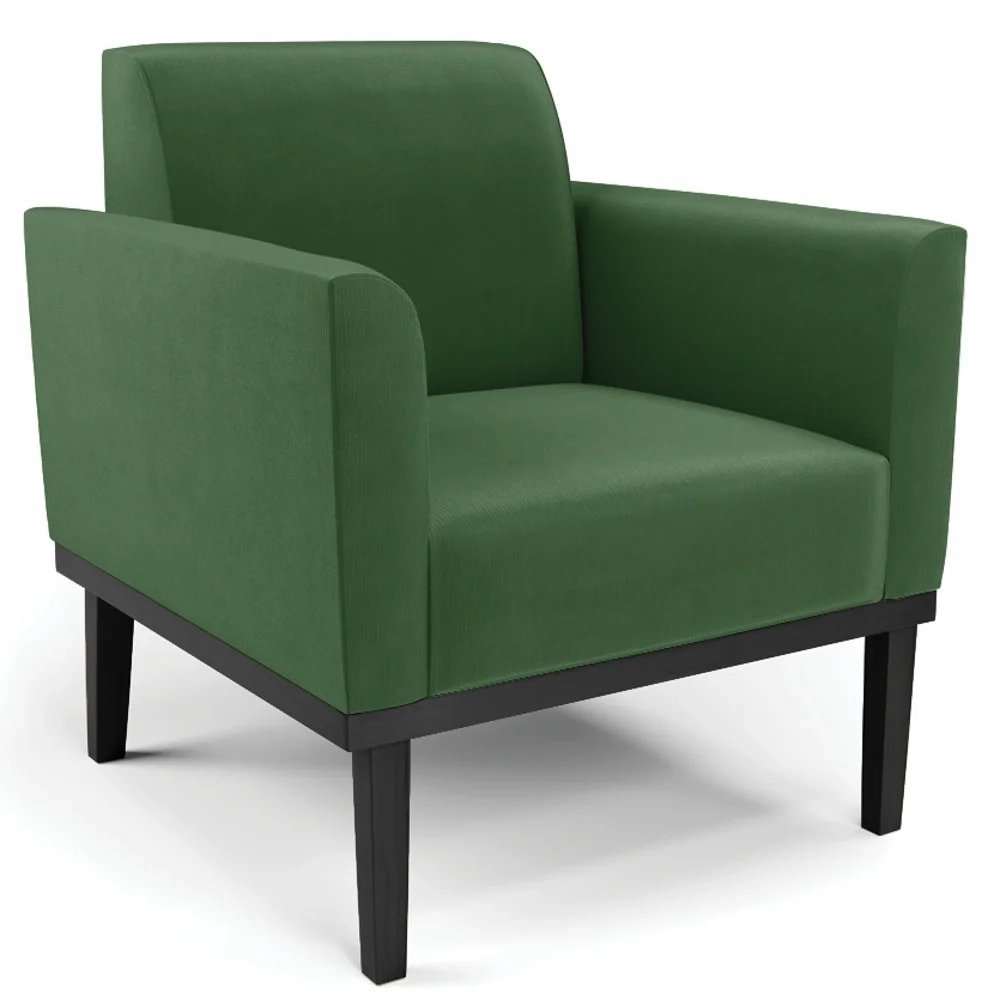 Poltrona Decorativa Base Madeira Preto Maressa Suede Verde - Ibiza