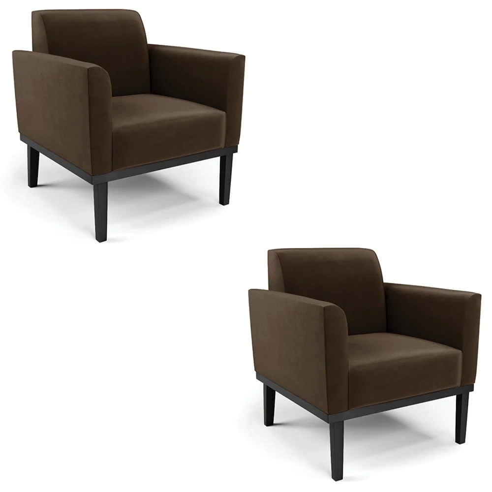 Poltrona Base Madeira Preto Kit 2 Maressa Suede Marrom - Ibiza
