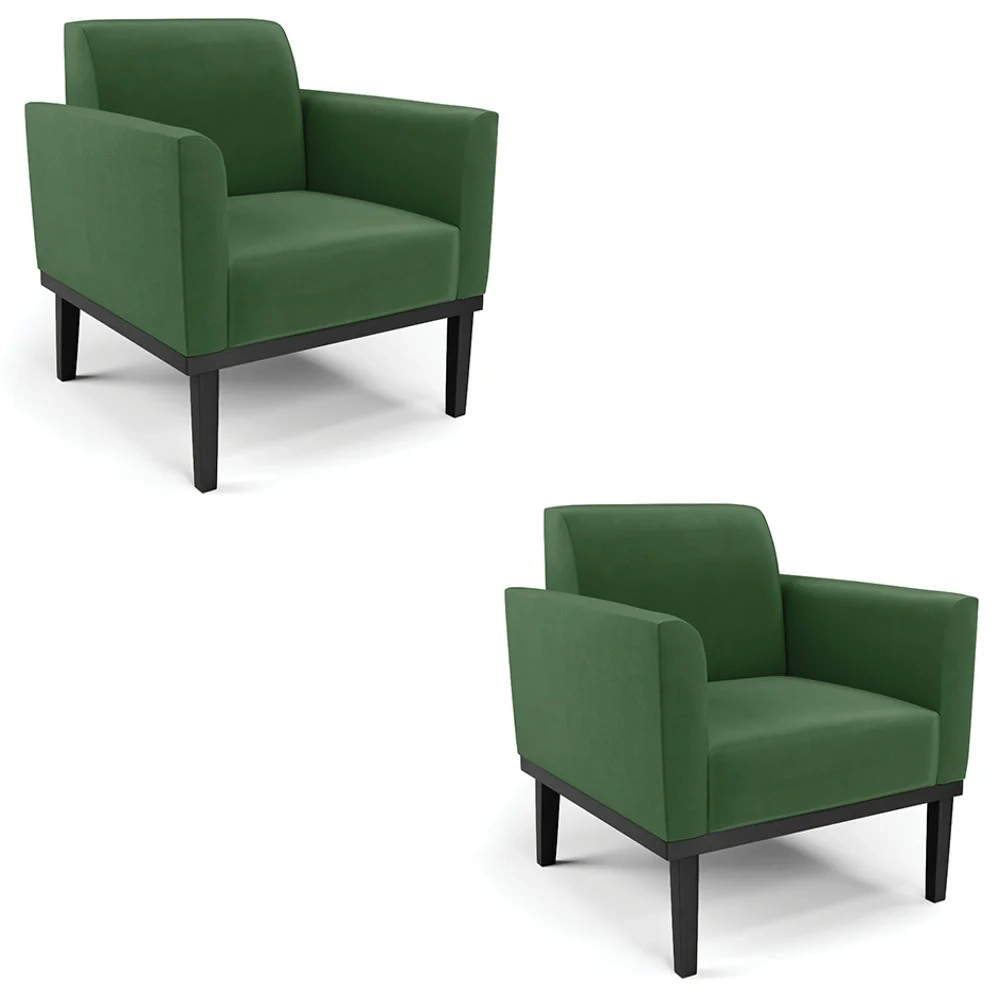 Poltrona Base Madeira Preto Kit 2 Maressa Suede Verde - Ibiza