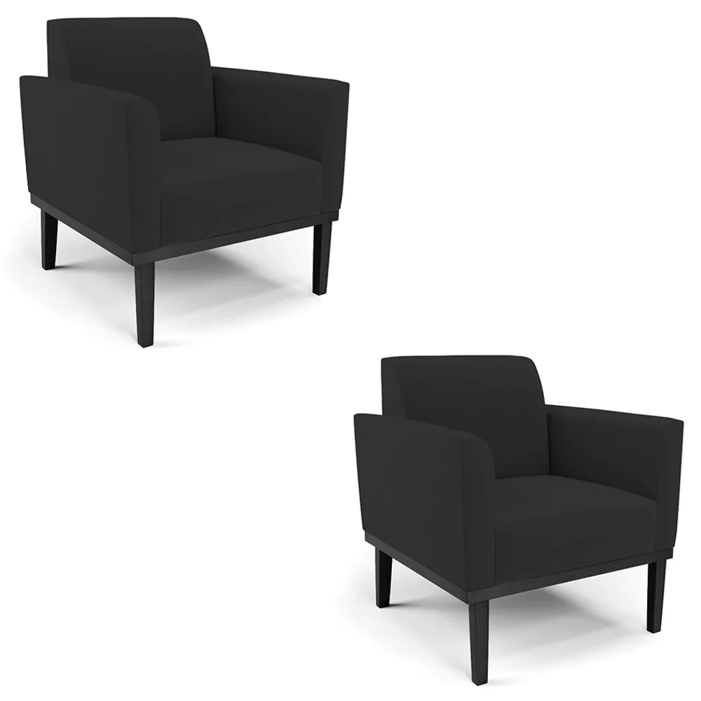 Poltrona Base Madeira Preto Kit 2 Maressa Veludo Preto - Ibiza