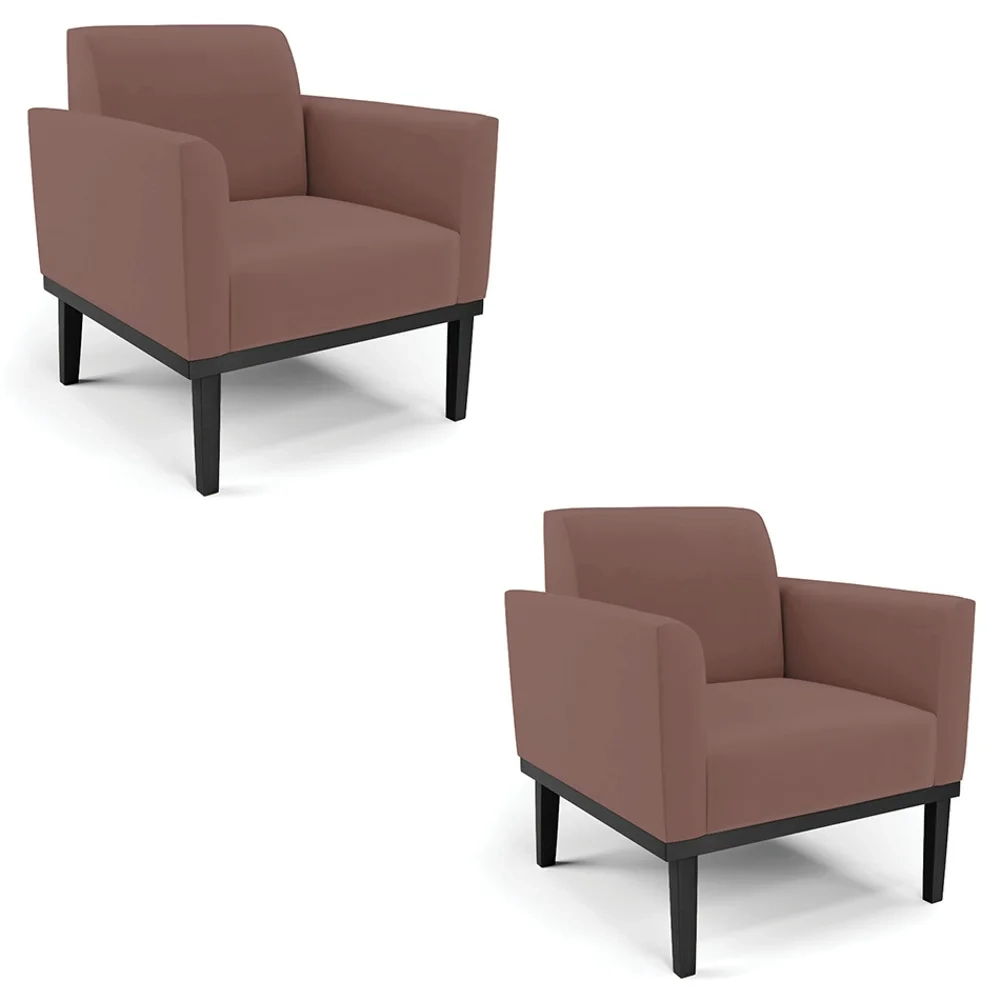 Poltrona Base Madeira Preto Kit 2 Maressa Veludo Rosê - Ibiza