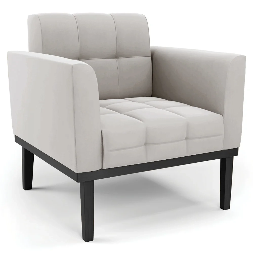 Poltrona Decorativa Base Madeira Preto Ana Veludo Cinza - Ibiza