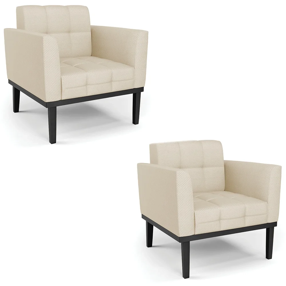 Poltrona Base Madeira Preto Kit 2 Ana Veludo Luxo Off White - Ibiza